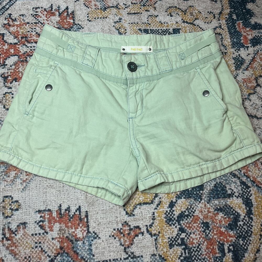 VTG Y2K Hei Hei Anthropologie Sage Green Mid-Rise Utility Shorts Size 0